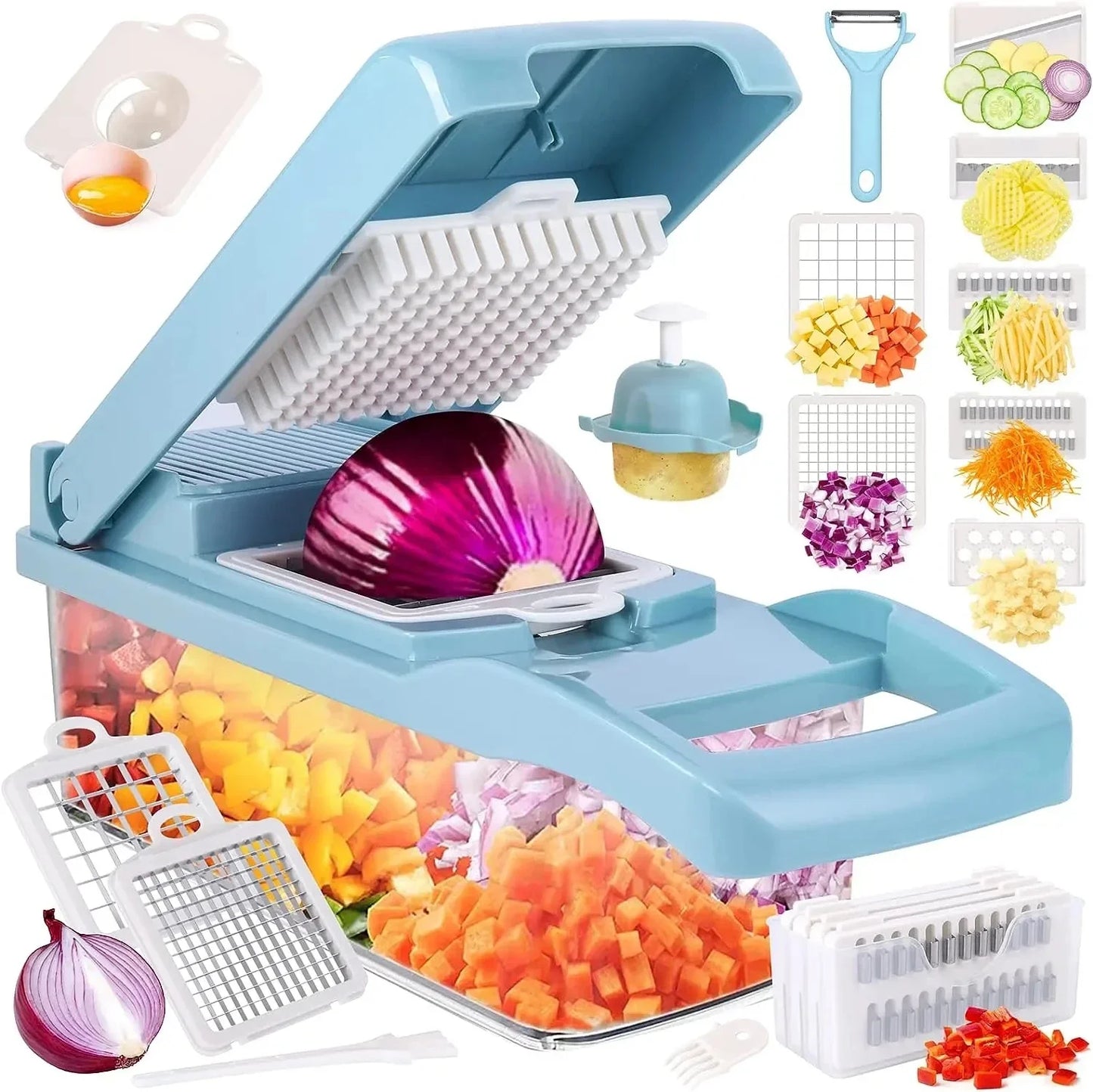 12 in 1 Multifunctional Vegetable Cutter Food Chopper Potato Slicer Carrot Grater Onion Shredder Salad Cutter Kitchen Gadgets