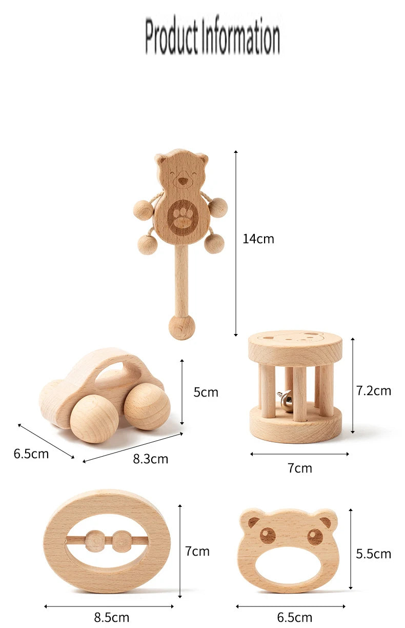 9 in 1 Wooden Montessori Toys Rattle Bell Drum Column Set Musical Instruments Sensory Early Baby Toy Toddler Education