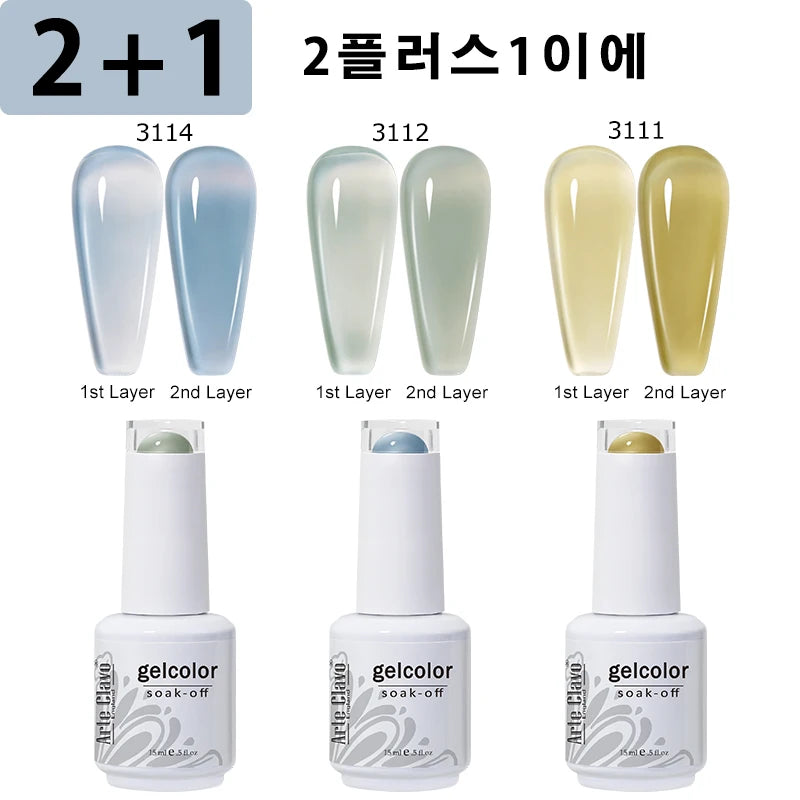 Arte Clavo 3pcs/Set Jelly Gel Polish Nude Pink Gel Nail Polish Translucent Semi Permanent All For Manicure Nail Art