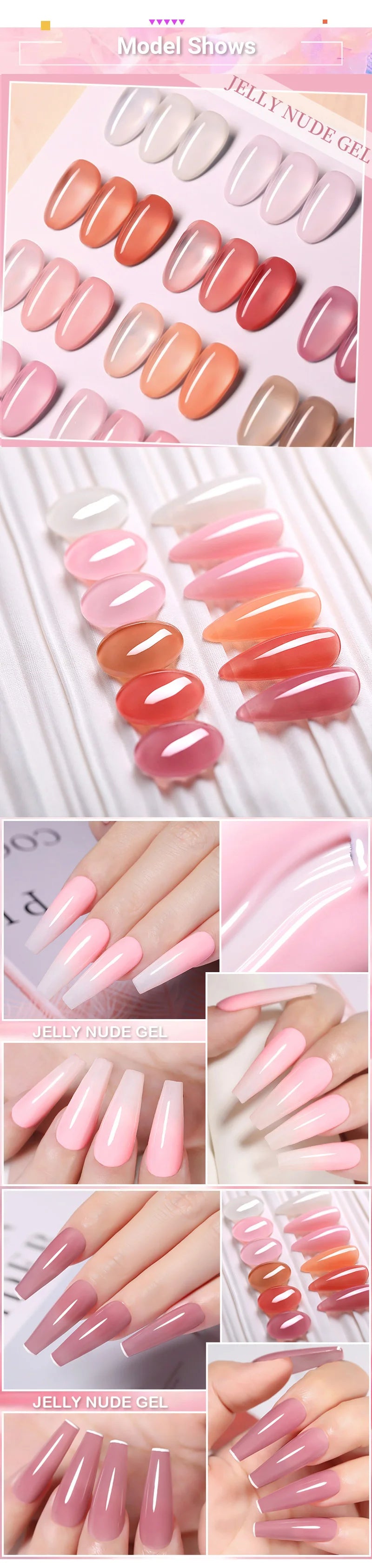 LILYCUTE 6PCS/SET 7ml Jelly Pink Nude Translucent Gel Nail Polish Set Semi Permanent Soak Off Nail Art Manicure Gel Set