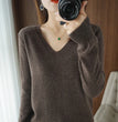 New Cashmere Women's V-neck Pullover Lace Neck Hollow Out Design Casual Knitted Long Sleeve Women's Sweater Autumn And Winter