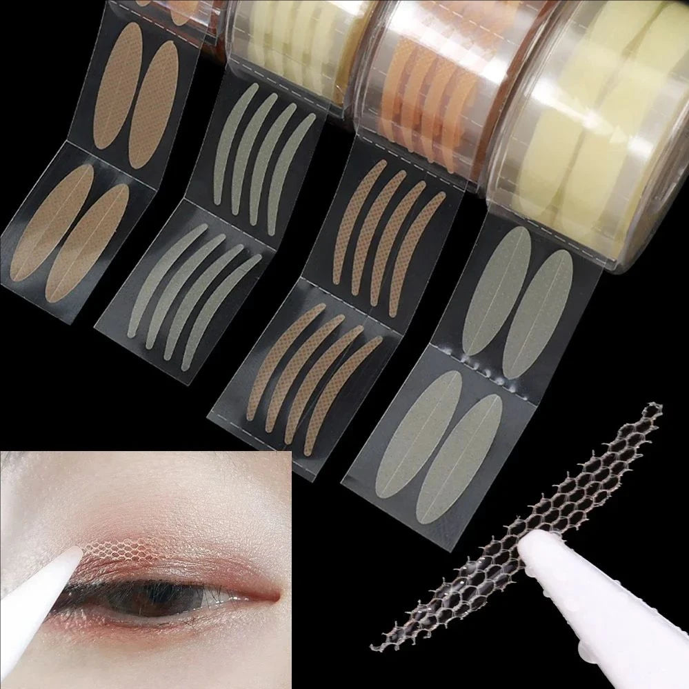 MJ Transparent Grey Beige Big Eyes Invisible Lace Mesh Fiber Self-adhesive Eye Patch Eyelid Double Eyelid Tape Sticker Makeup To