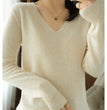 New Cashmere Women's V-neck Pullover Lace Neck Hollow Out Design Casual Knitted Long Sleeve Women's Sweater Autumn And Winter