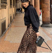 ASDS 2024 Women Fashion Leopard Print Skirt Vintage High Waist Midi Skirts Elegant Women Summer Casual Streetwear Skirt