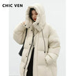 CHIC VEN Women's Down Coats Korean Loose Hooded Thick Warm Long Down Jacket Winter Coat for Women Female Parkas Outerwears 2024