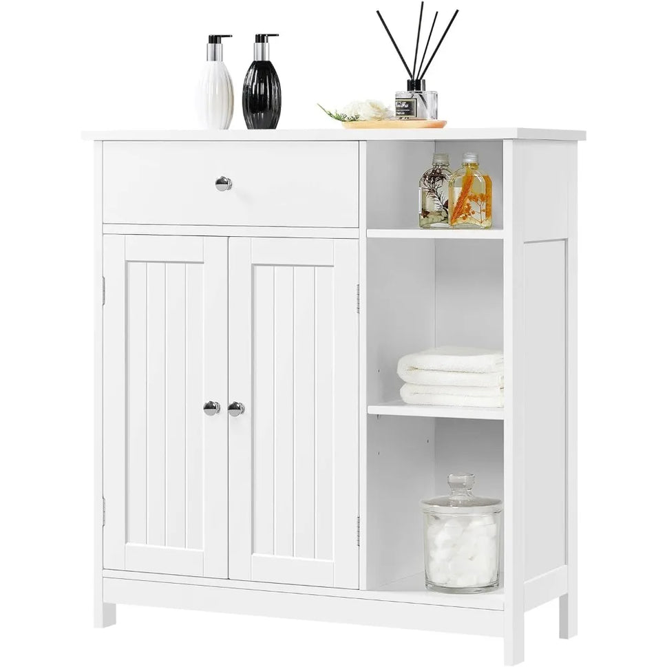 Bathroom Floor Cabinet, Kitchen Freestanding Storage Organizer, Large Side Cabinet with Doors, Drawer & Adjustable