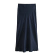 XNWMNZ Women's Fashion 2023 Flowing Satin Midi Skirt Women Vintage Elastic High Waist Flared hem High Street Female Skirt