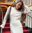 Hirsionsan Spring Autumn O-Neck Elastic Knit Long Dresses Women 2024 Elegant Chic Soft Lady Hollowing Sweater Dresses Femme New