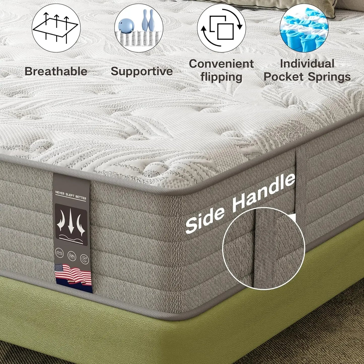 Full Size Mattress 12 Inch , Gel Memory Foam Mattress，Hybrid Full Mattress in a Box Individually Pocket Springs