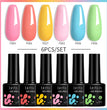 LILYCUTE 6Pcs/Set Macaron Color Gel Nail Polish Set Kit Spring 6 Colors UV LED Nail Art Gel Vernis Semi Permanent Base Top Coat