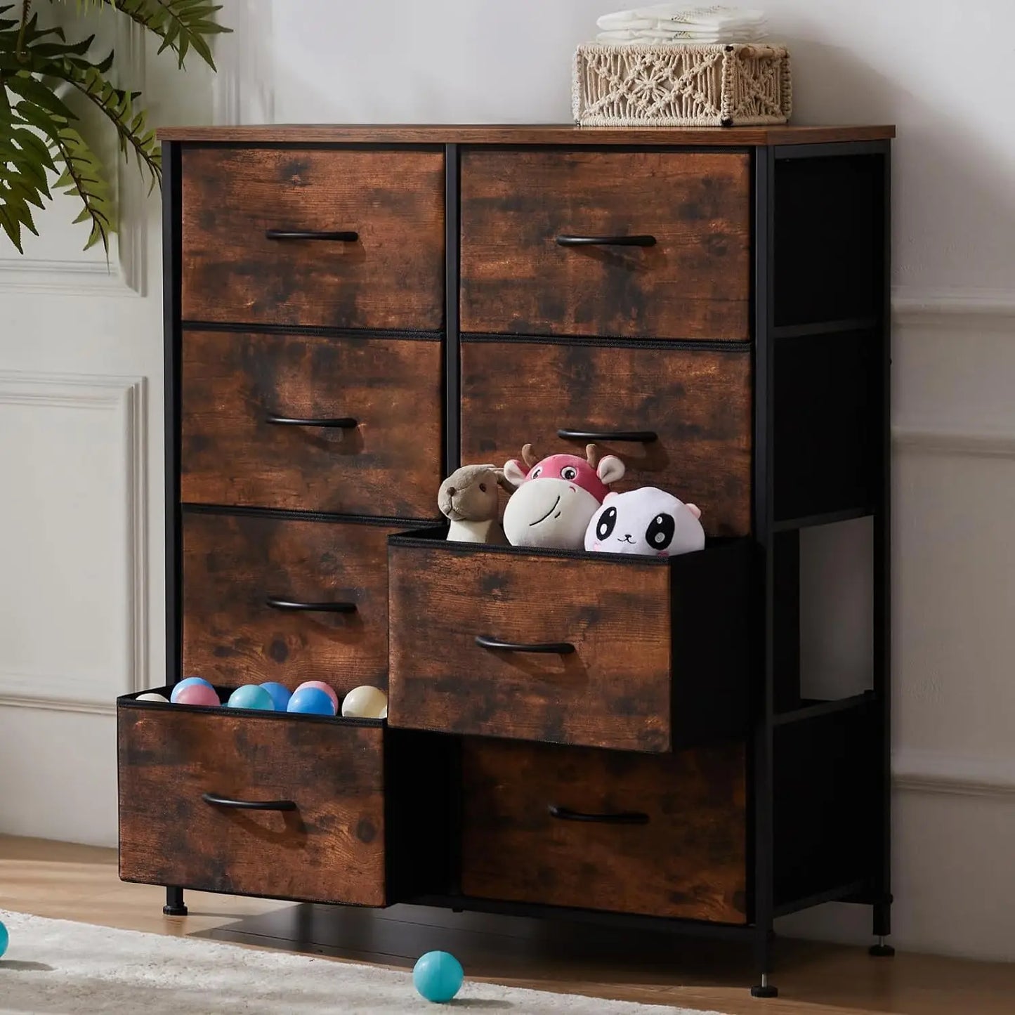 Dresser for Bedroom, Chest/Closet Storage with 8 Drawers, Clothes Organizers Tower with Fabric Bins, bedroom furniture