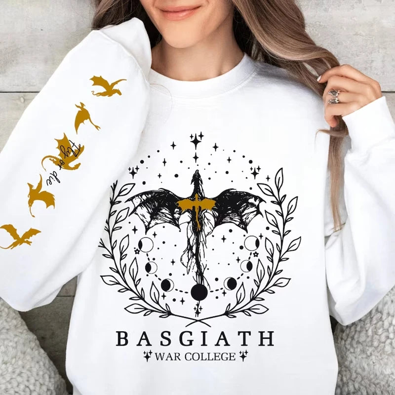 Fourth Wing Sweatshirt Basgiath War College Sweatshirt Women Graphic Hoodies Riders Quadrant Fantasy Reader Bookish Pullover Top