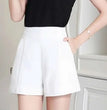 Women Shorts Spring Summer Casual High Waist A-line Shorts Loose Wide Leg Chiffon Shorts Chic Lady Black White Suit Shorts