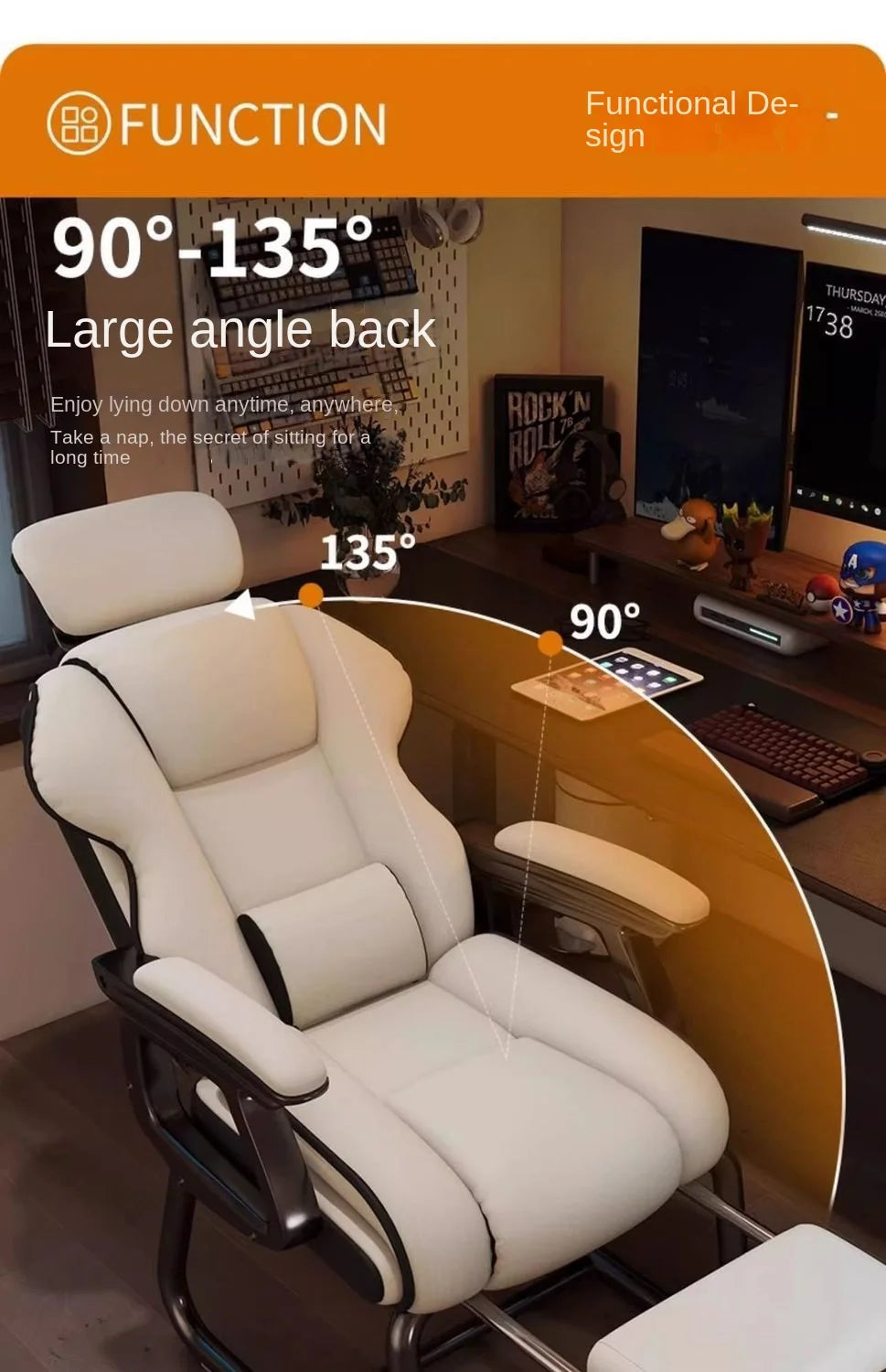 Computer Chair Comfortable Sitting Bow Shaped Reinforced Office Chair Reclining Sofa E-sports Boss Chair Dropshipping New