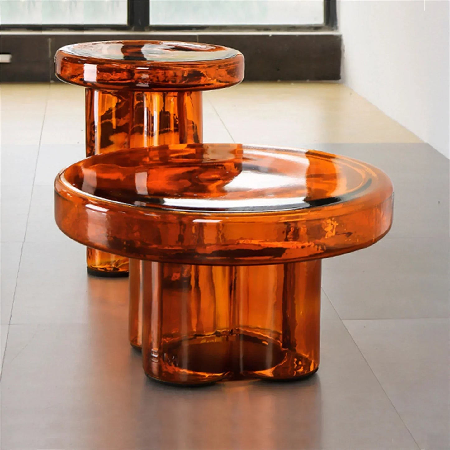 Nordic Light Luxury Glass Coffee Table Creative Petal Shape Living Room Combination Coffee Table Modern Creative Furniture