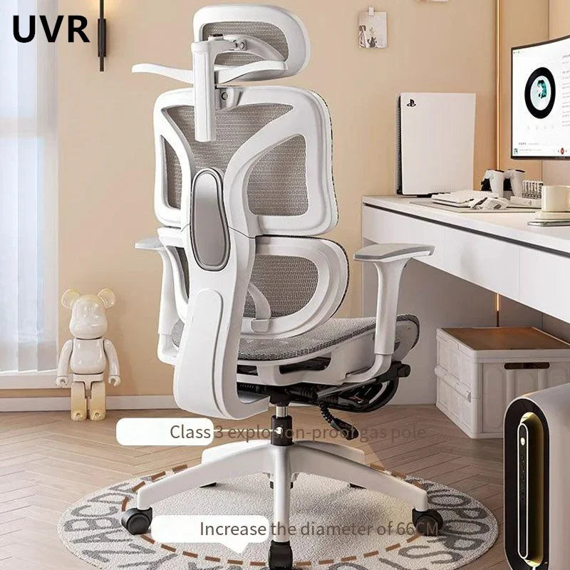 UVR Computer Chair Ergonomic Backrest Chair Home Study Chair Sedentary Comfortable Recliner with Footrest Mesh Office Chair