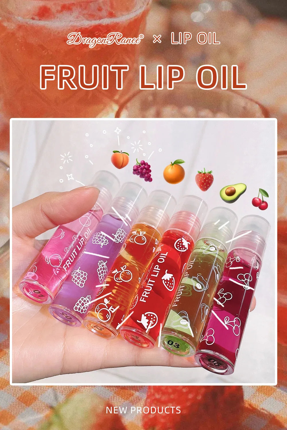 Roll-On Lip Oil, Moisturizing and Hydrating Lip Gloss, Nourishing Lip Balm Liquid for Smooth and Soft Lips, Long-Lasting Shine