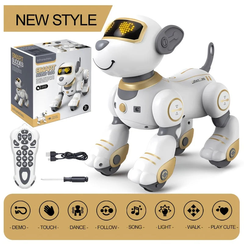 Intelligent Stunt Remote Control Robot Dog Toy, Programmable Robotic Puppy,Smart Interactive,Singing Dancing Following, Kid Gift