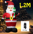 1.2M Christmas Decoration Crutch Santa Claus Inflatable Toy with LED Lights Outdoor Inflatable Model Ornament Party Garden Decor