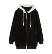 New Style Autumn And Winter Loose Plush Zipper Hooded Jacket Woman