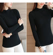 EVNISI Autumn Women Mock Neck Ruffles Sweater Long Sleeve Knitted Bottoming Solid Pullovers Stripe Women Casual Sweater Winter