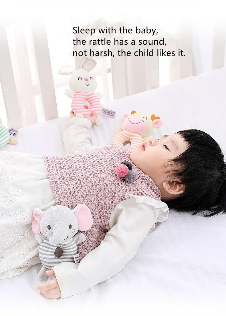 New Baby Rattle Toys Cartoon Animals Plush Infant Hand Ring Bed Toys for Newborn 0-24 Months Toddler Early Educational Toy