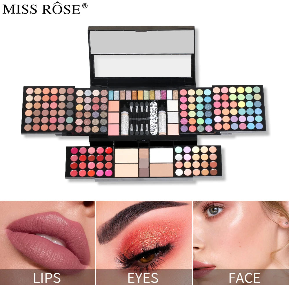 MISS ROSE Make-up Kit ALL IN ONE Full Facial Makeup Set Eye Shadow Lip Gloss Eyeliner Makeup Brushe Cosmetics Bag Makeup Product