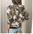 Women Elegant Zipper Bomber Jacket Spring Autumn Floral Printed Jackets Office Wear Slim Office Coat Retro Outwear