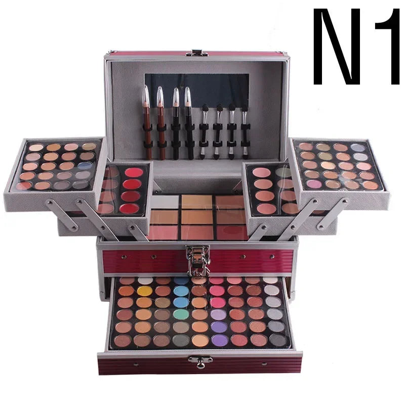 Miss Rose Makeup Case Gift Set Kit-women Ultimate Color Combination-Holiday Cosmetics Eye Shadow Lip Gloss Blush Combo Palette