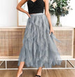 Tulle Skirts for Women Long Length Tutu Fairy Tiered Skirt A Line Mesh Elastic Waist Skirts Big Hem Black Gray Pink Beige Skirts