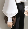 Woman Spring Autumn Style Blouses Shirt Lady Long Lantern Sleeve Stand Collar Loose Blusas Tops