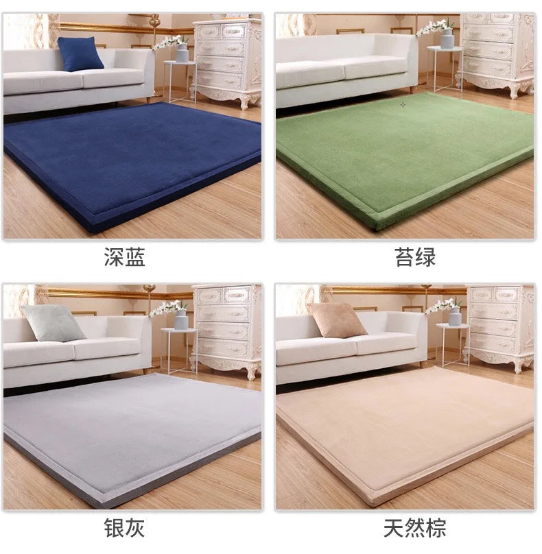 Latest Japanese Style 3CM Thickening Coral Fleece Velvet Mattress Camel Bed Mattress Living Room Tatami Carpet Baby Crawling Mat