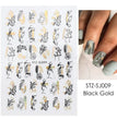 Abstract Geometry Stickers For Nail 3D Laser Gold Black Leaves Heart Line Adhesive Sliders Decor Holographic Decal