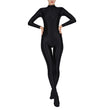 Womens Full Body Jumpsuit Sports Gym Yoga Tights Bodysuit Mock Neck Long Sleeve Footed One Piece Jumpsuit Clubwear Sportwear