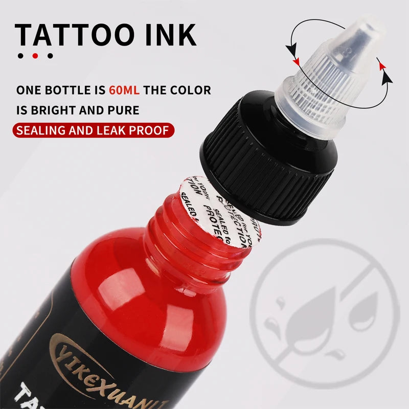 60ml red/black Tattoo Ink Pigment with box Body Art Tattoo Kits Professional Beauty Paints Makeup Tattoo Supplies Semi-permanent