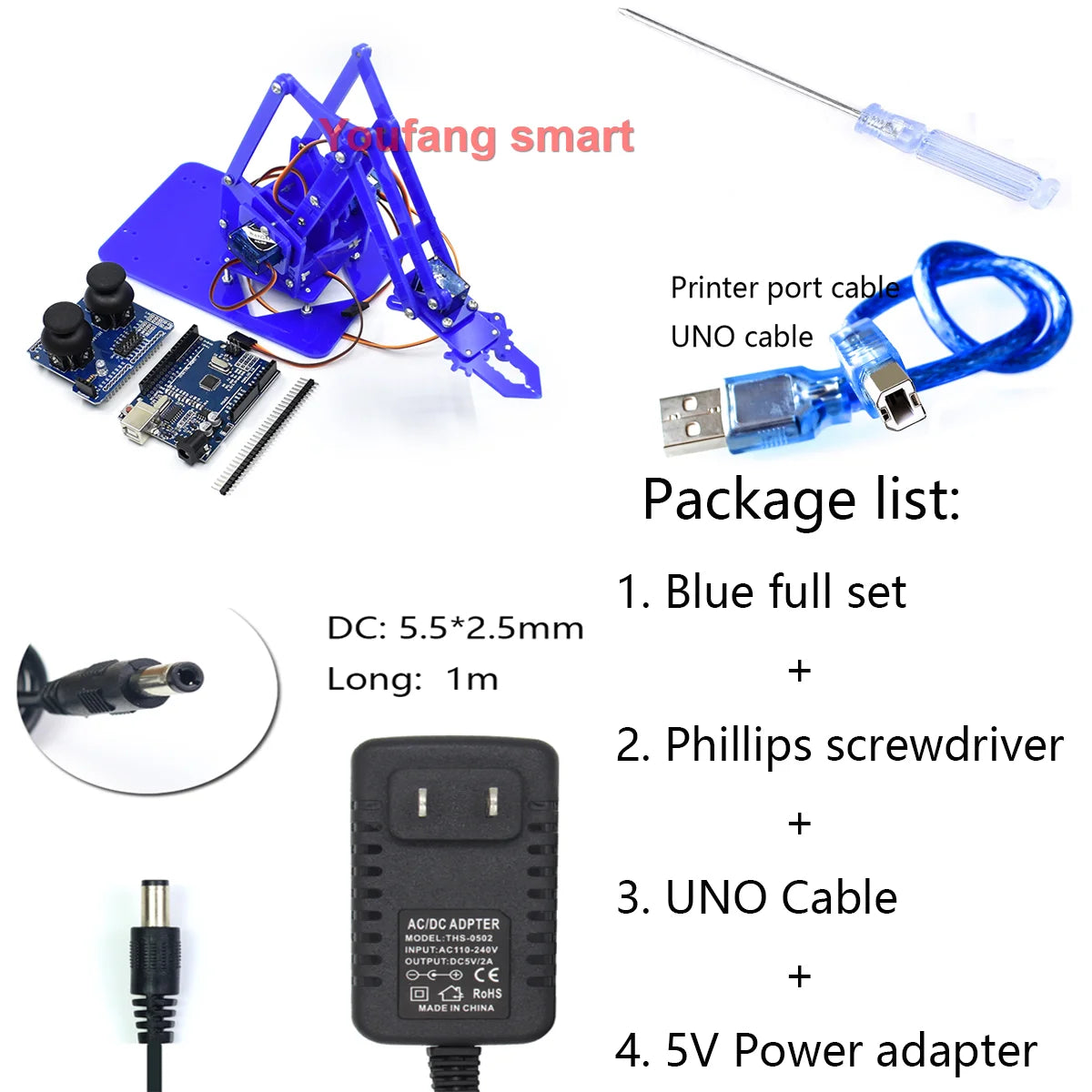 SG90 4 DOF Unassembly Acrylic Mechanical Arm Bracket Robotic Manipulator Claw For Arduino UNO Learning DIY Kit Programmable Toys