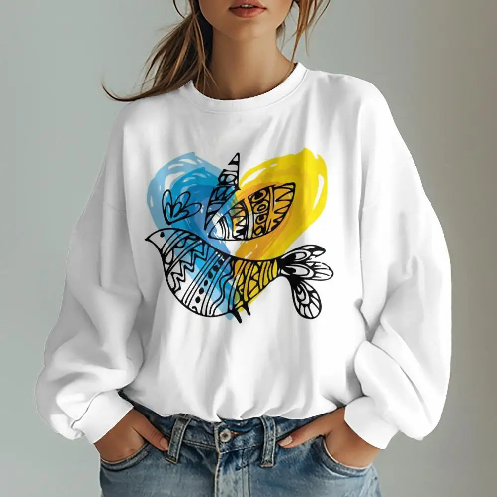 Ukrainian Traditional Graphic Print Women's Sweatshirts Oversized Hoodies Long Sleeve Women Clothing Casual Top Sweatshirts