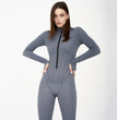 Sexy Elegant Women Zip-up O-neck Long Sleeve Jumpsuit Streetwear 2024 Autumn Female Overalls One Piece Fitness Sports Bodysuits