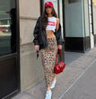 Women Tulle Leopard Print Top with Bandeau Off-the-shoulder Straight-cut Neckline Summer Casual Girls for Summer Blouse