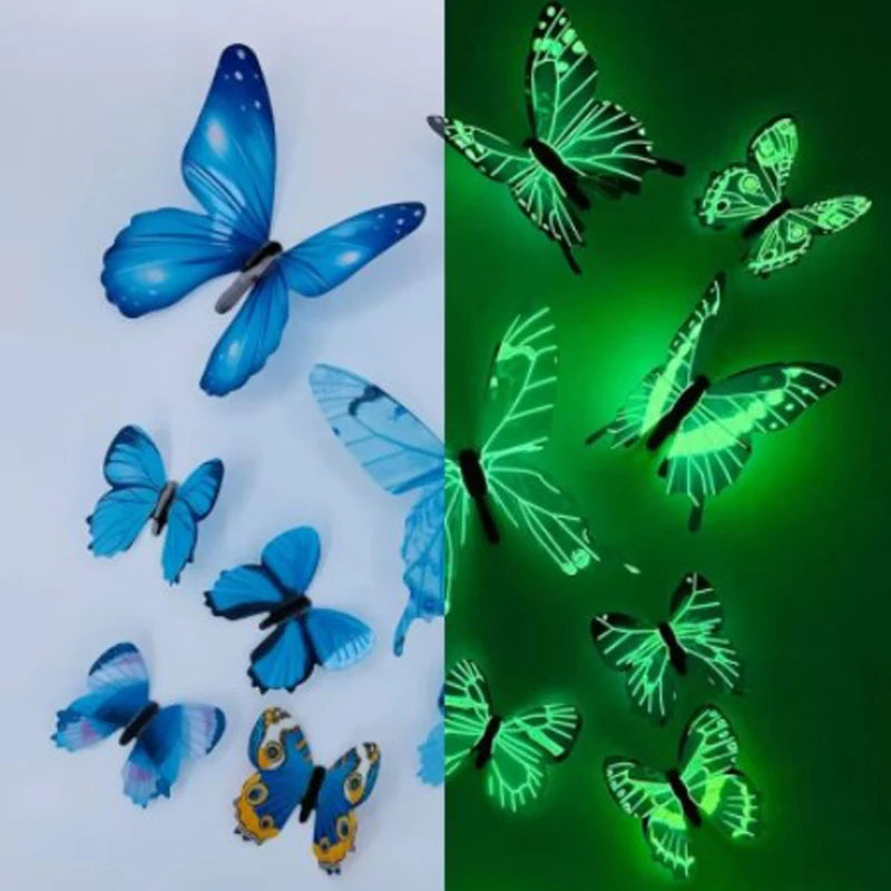 12 Pcs 3D Luminous Butterfly Creative Wall Stickers DIY Wall Stickers Modern Wall Art Home Decoration DIY Gifts