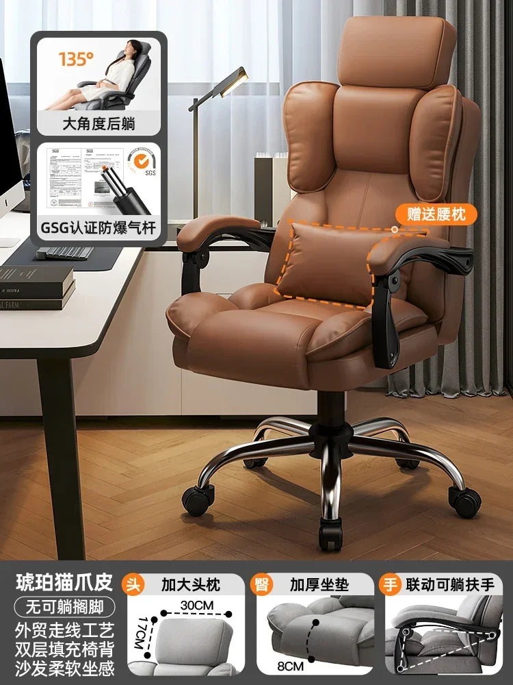 Comfortable Office Boss Chair, Reclining Gaming Computer Chair for Bedroom and Living Room, Study Sofa Chair, Home Furniture