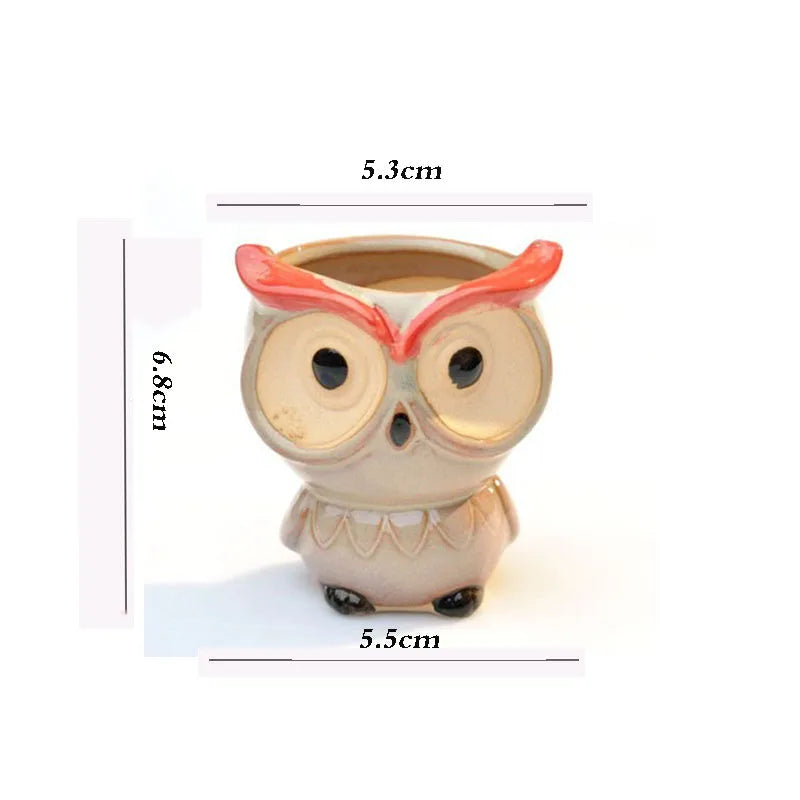 Ceramic Owl Flower Pot Garden Office Decoration Succulent Mini Owl Flowerpot Cute Animal Flowerpot Cactus Plants Planters