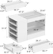 8-Drawer Glass Tabletop Island Wardrobe Closet with Jewelry Organizer Modern White Bedroom Dresser & Display Cabinet PB/Glass