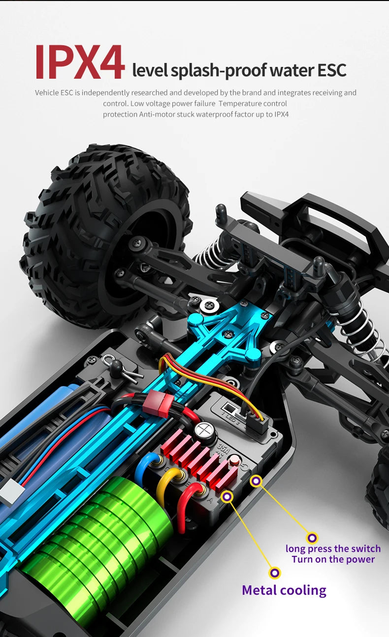 1:16 70KM/H Or 50KM/H 4WD RC Car With LED Remote Control Cars High Speed Drift Monster 4x4 Truck for Kids vs Wltoys 144001 Toys