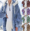 New Style Autumn And Winter Loose Plush Zipper Hooded Jacket Woman