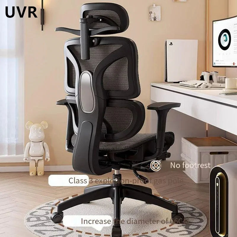 UVR Computer Chair Ergonomic Backrest Chair Home Study Chair Sedentary Comfortable Recliner with Footrest Mesh Office Chair