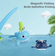 Baby Bath Fishing Toys Magnet Whales Bathtub Toy Fishing Games Kids Bathtub Floating Water Toys Fishing Pole Net Toys Set Gift