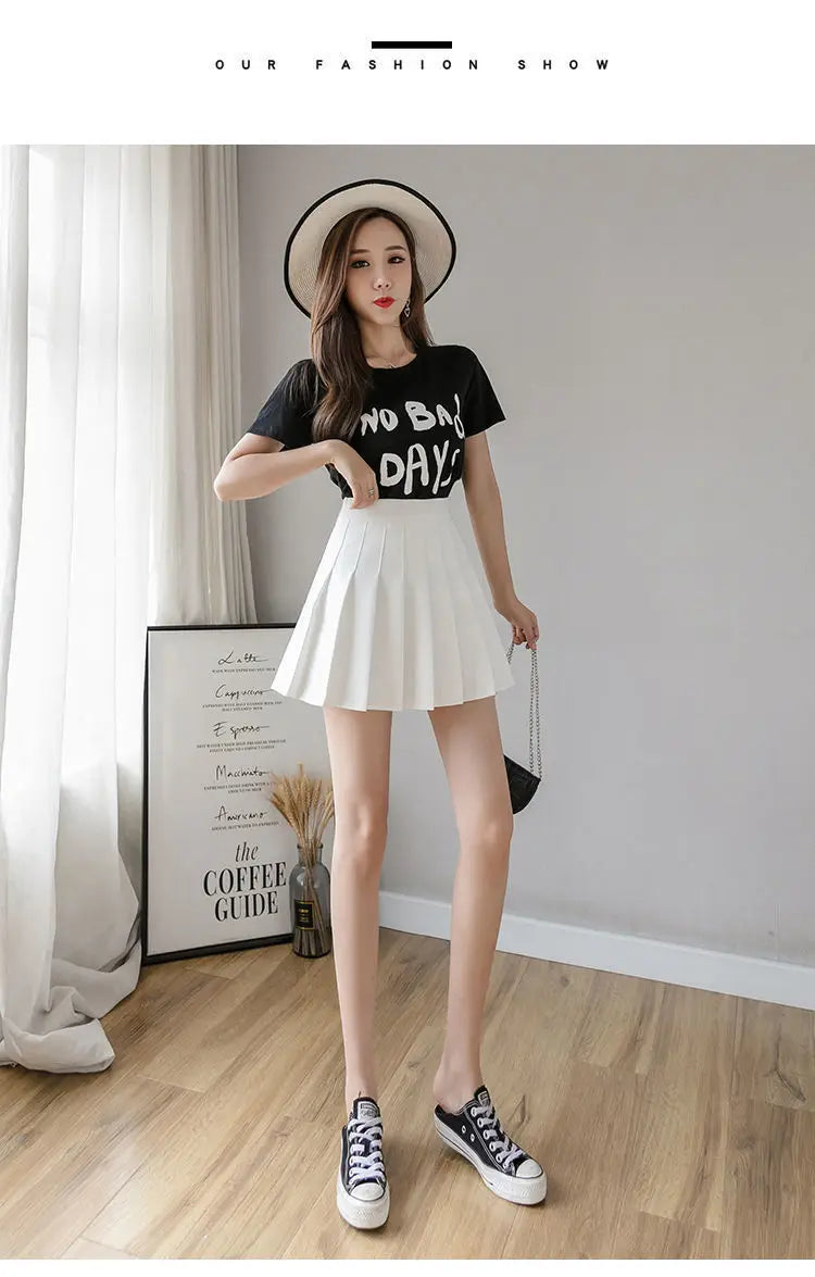 2024 White Women Pleated Skirts Summer High Waist Zipper Girls Dancing JK Mini Skirts Black Fashion Student A Line Faldas