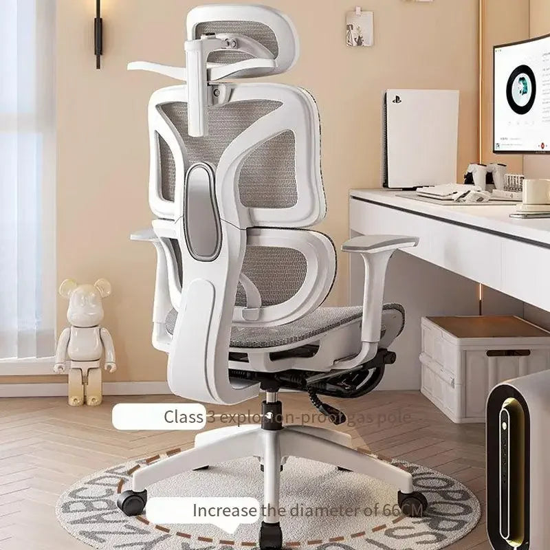 UVR Computer Chair Ergonomic Backrest Chair Home Study Chair Sedentary Comfortable Recliner with Footrest Mesh Office Chair