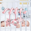 Car Seat Infant Baby Spiral Activity Hanging Toys Stroller Bar Crib Bassinet Mobile with Mirror BB Squeaker and Rattles